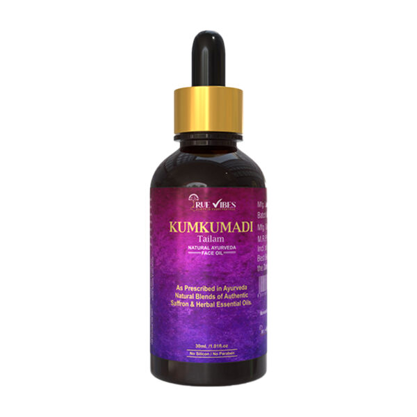 True Vibes Kumkumadi Tailam - Ayurvedic Face Oil with Saffron & Herbal Extracts | 30ml | Natural & Chemical-Free Skincare for Radiant, Youthful Glow